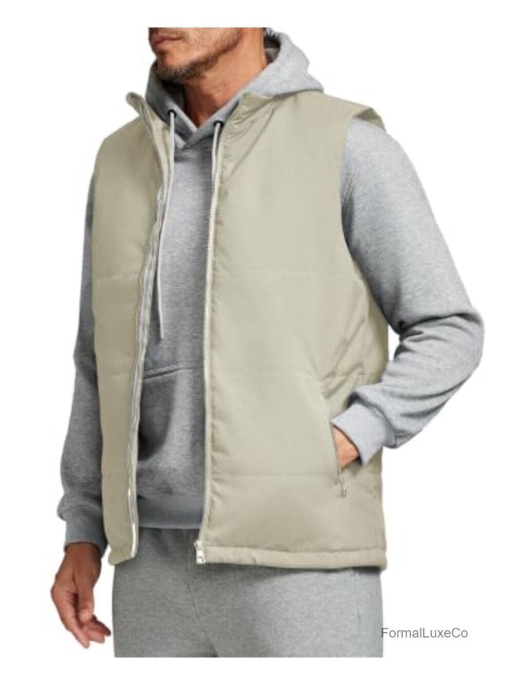 Mens Puffer Vest Water Resistant Zipper Sleeveless Jacket